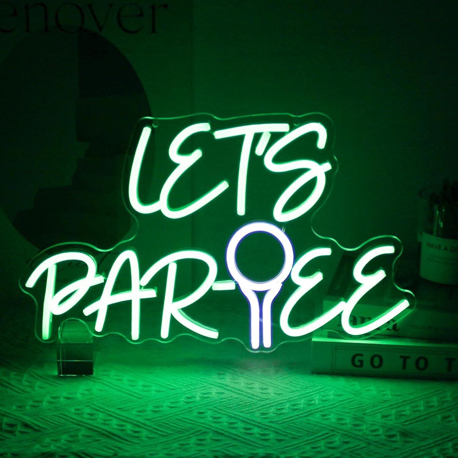 Neon Sign Party - ป้ายไฟนีออนรูปลูกกอล์ฟแบบ USB ปรับความสว่างได้ สำหรับตกแต่งคลับกอล์ฟ ห้องนอน ห้องชาย