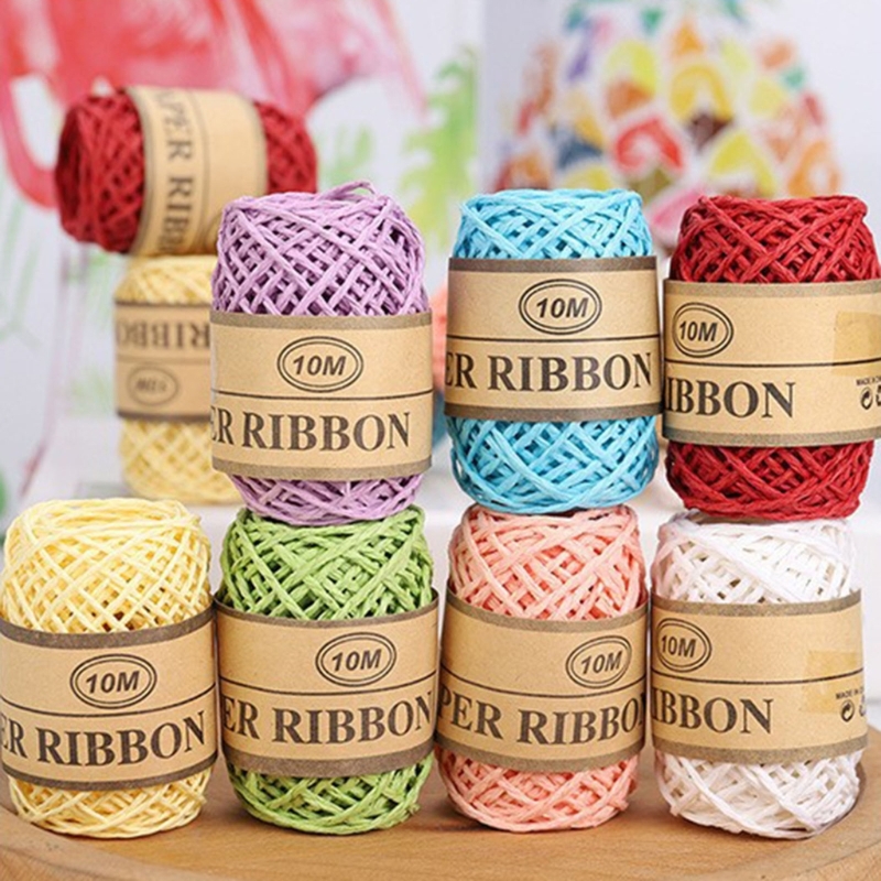 Papercraft Supply Ribbon - ริบบิ้นกระดาษสำหรับทอผ้าและห่อของขวัญ เชือกกระดาษคละสีสำหรับทำสร้อยข้อมือ DIY งานผูก และ Y5GB