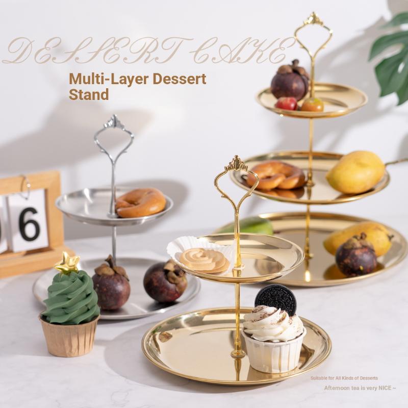 Cupcake Stand Tier - แท่นวางเค้ก 2/3 ชั้น สีทองเงิน สำหรับงานเลี้ยง ขนมหวาน