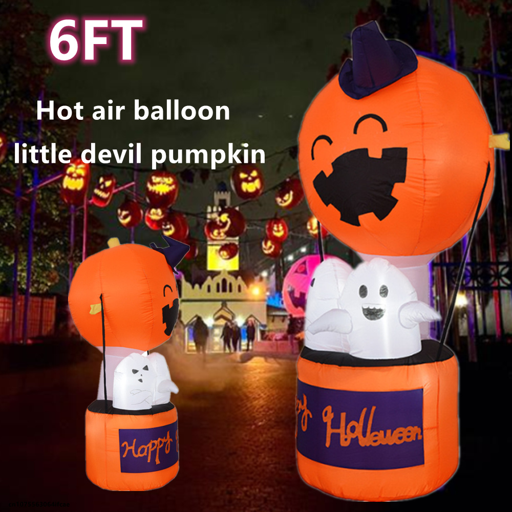 Led Balloon Light - ลูกโป่งเป่าลมร้อนสำหรับวันฮาโลวีนขนาด1.8ม. ไฟ LED ฟักทองปีศาจน้อยในบ้านกลางแจ้งลานเป่าลมตกแต่งของเล่นปาร์ตี้แสนสนุก
