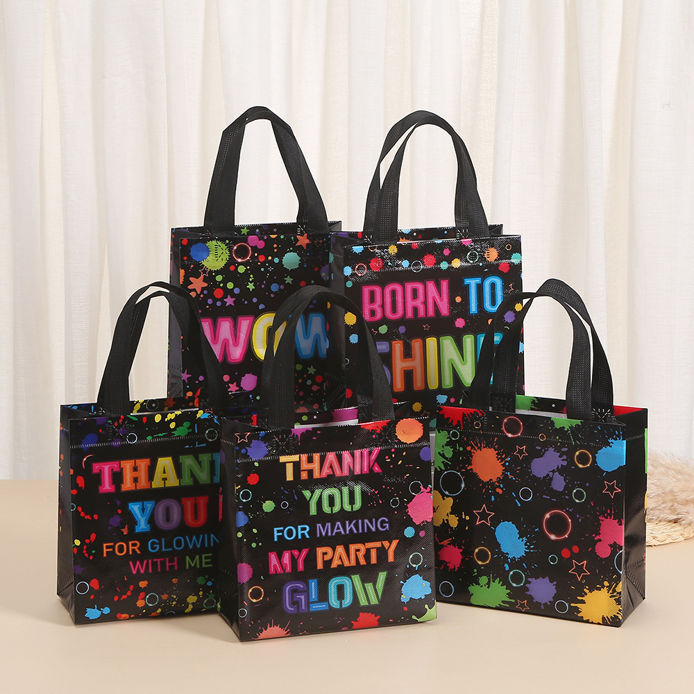 Party Event Supply Store - ถุงห่อของขวัญ ผ้าไม่ทอ ลายฟลูออเรสเซนต์ ลูกโป่ง ขนม ถุงของขวัญ