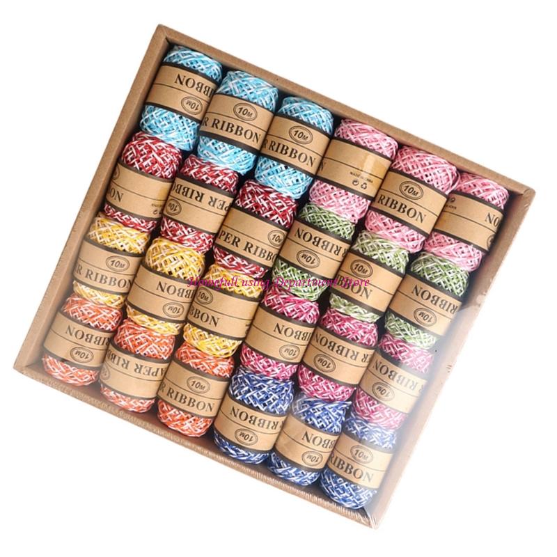Papercraft Supply Ribbon - ริบบิ้นกระดาษสีคละแบบสำหรับงาน DIY และงานห่อ, สายกระดาษสำหรับทอผ้า, กำไลของขวัญ, ผูกรายวัน