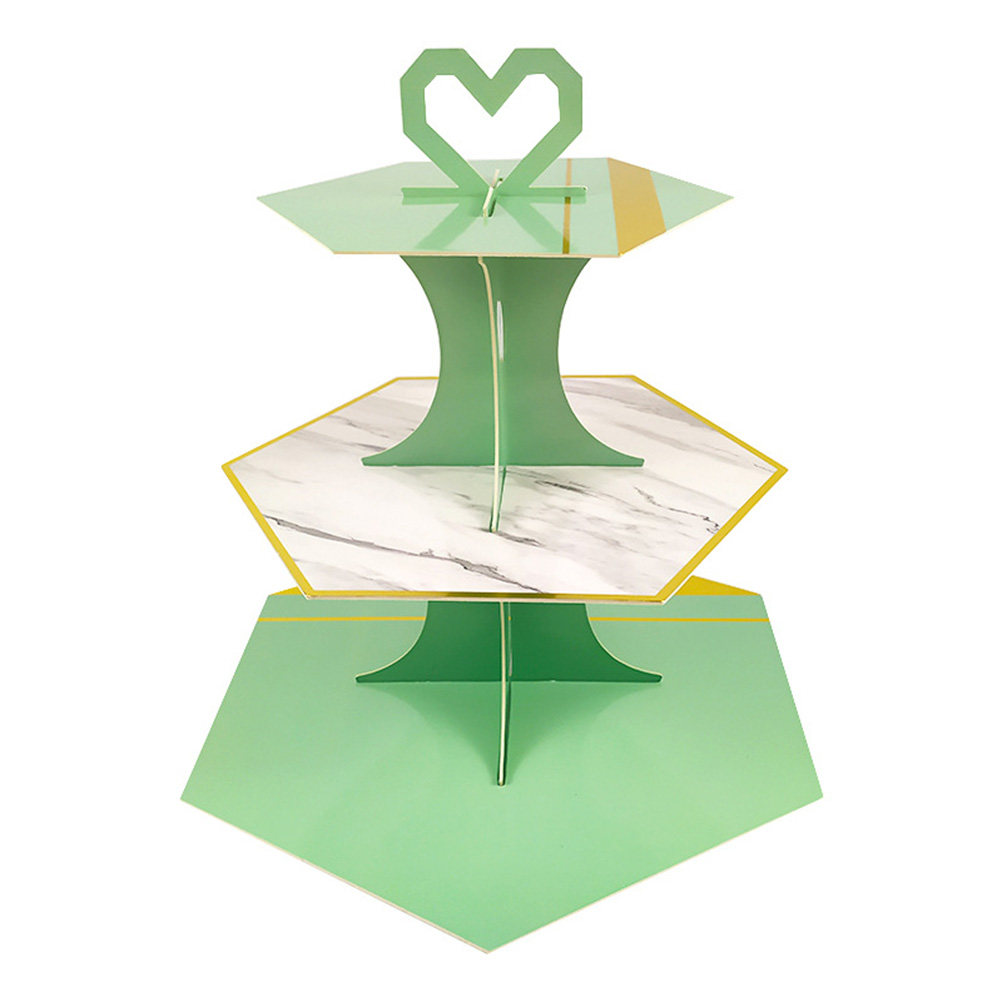 Cupcake Stand Tier - แท่นวางเค้กกระดาษลายหินอ่อน 2 ชิ้น แบบ 3 ชั้น