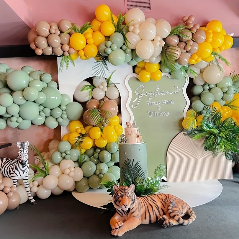 Balloon Arch Kit - ชุดลูกโป่งสีเขียวเซจและสีเหลือง 146 ชิ้น, ลูกโป่งสีเหลืองมัสตาร์ด, น้ำตาล, นู้ด,