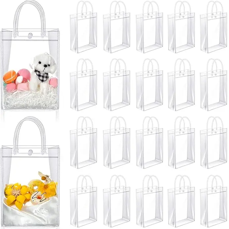 Event Party Shop - ถุงของขวัญ PVC ใสห่อพลาสติกใช้ซ้ำได้กระเป๋าโท้ทถุงช้อปปิ้งโปร่งใสสำหรับของขวัญปาร์ตี้คริสต์มาส