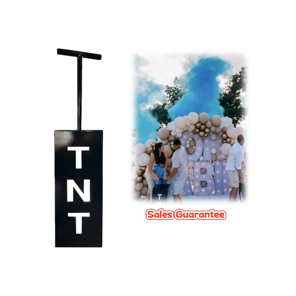 Confetti Cannon Tube - ชุดปืนควบคุม TNT สำหรับงานเปิดเผยเพศลูก ขนาดใหญ่ พร้อมเครื่องพ่นผงควัน คอนเฟตติ