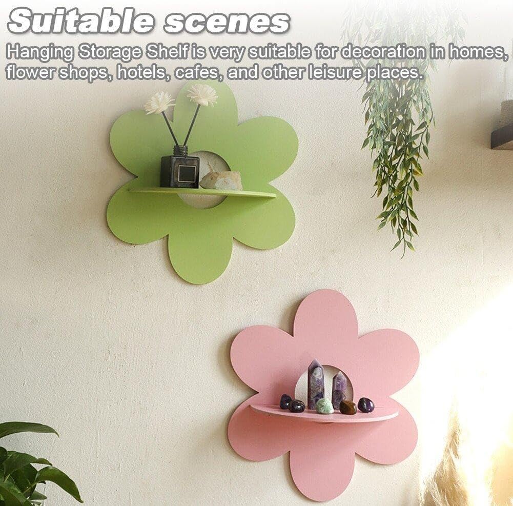 Flower Wall Panel - ที่แขวนผนังรูปดอกไม้ ชั้นวางของติดผนังไม้ ของตกแต่งผนัง ชั้นวางต้นไม้ลอยได้ สำหรับห้องน้ำ ของตกแต่งบ้าน