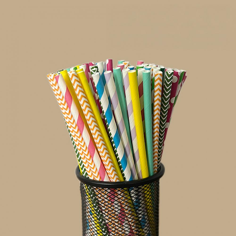 100 ชิ้น หลอดดูดน้ำพิมพ์ลายสีส - Paper Straw Color บทวิจารณ์และราคา