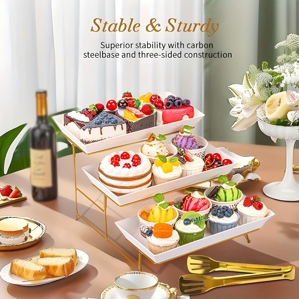 ชั้นวางเสิร์ฟแบบมีชั้นสีขาวพร้ - Cupcake Stand Tier บทวิจารณ์และราคา