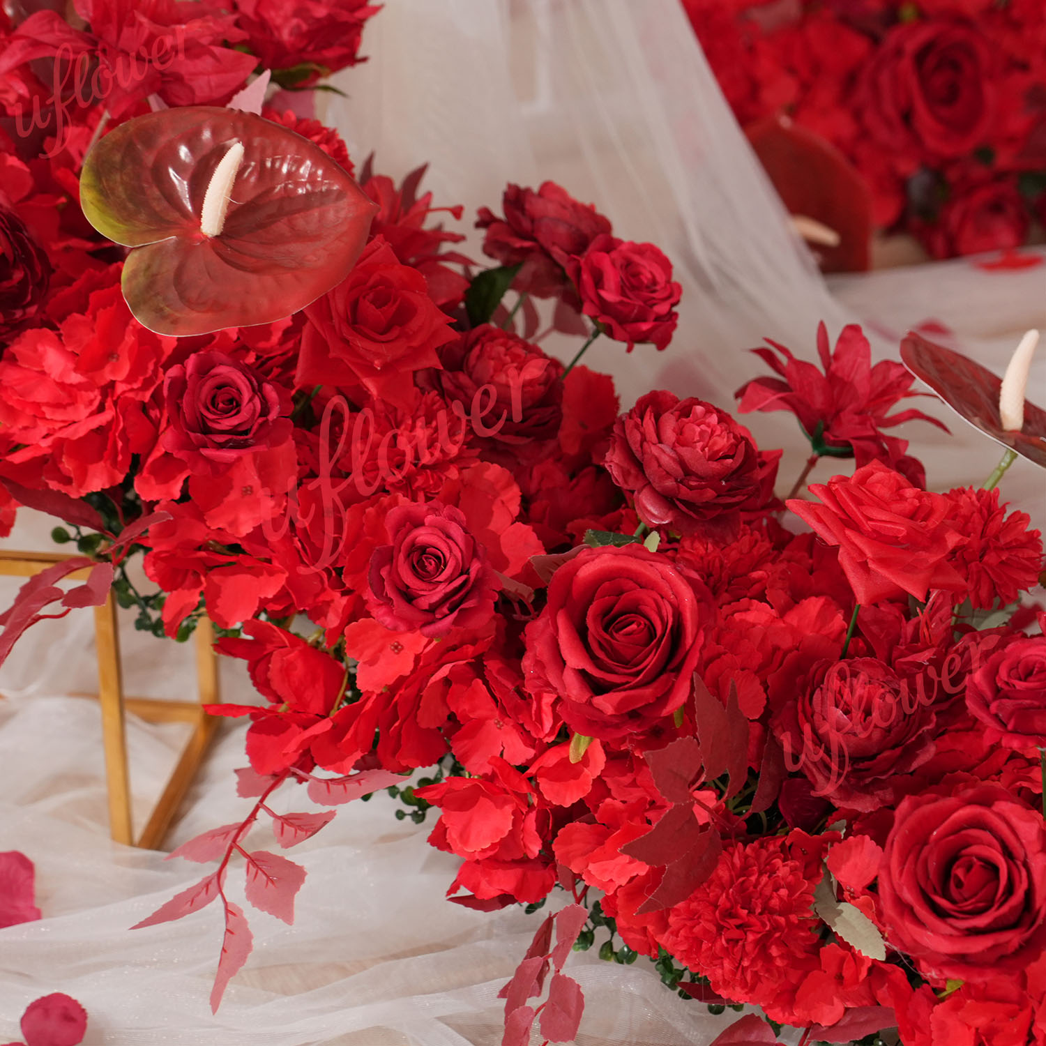 ซุ้มดอกไม้สีแดงสำหรับตกแต่งงาน - Flower Wall Panel บทวิจารณ์และราคา