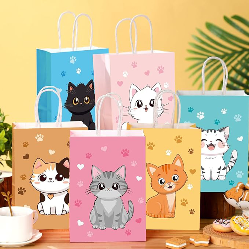 ถุงกระดาษลายการ์ตูนแมวหลากสี 6 - Event Party Shop บทวิจารณ์และราคา