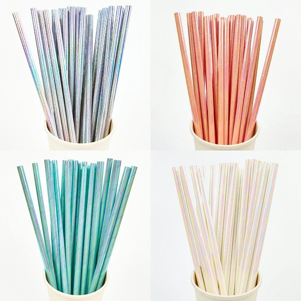 25ชิ้นสีบรอนซ์หลอดดูดกระดาษไข่ - Paper Straw Color บทวิจารณ์และราคา