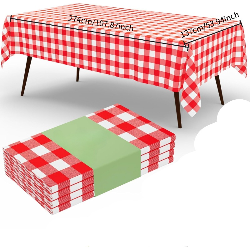 ผ้าปูโต๊ะลายตารางสีแดงขาวทรงสี - Table Cloth Disposable บทวิจารณ์และราคา