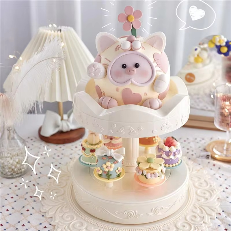 2 ชั้นอัตโนมัติหมุนเค้กซูชิขนม - Cupcake Stand Tier บทวิจารณ์และราคา