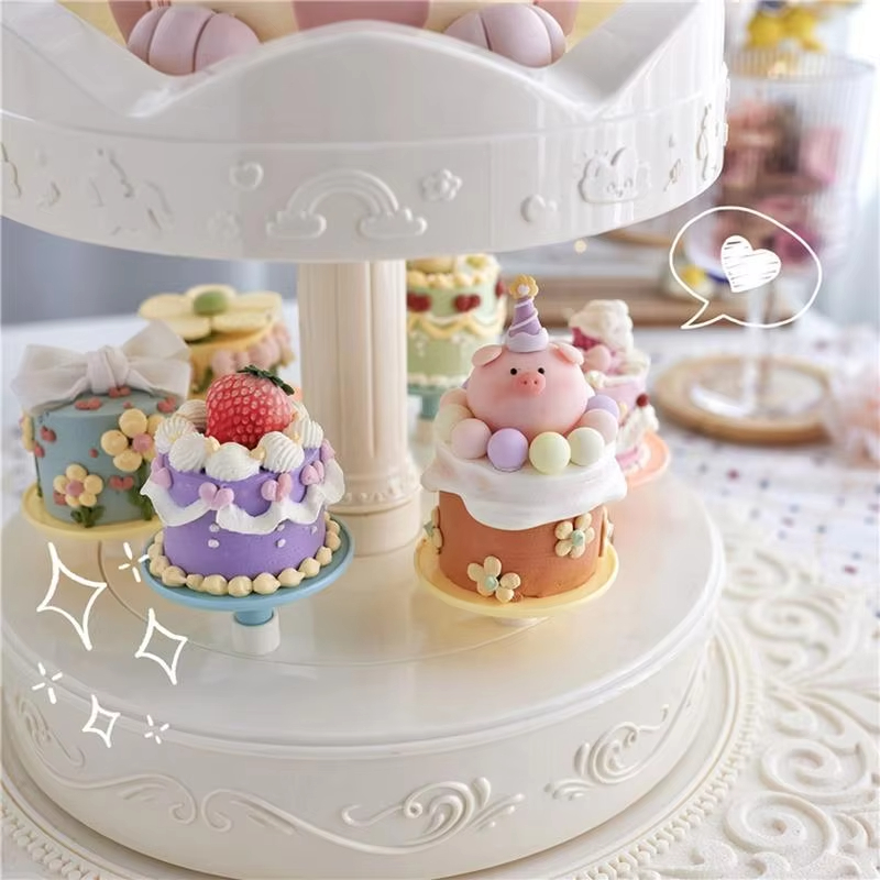 2 ชั้นอัตโนมัติหมุนเค้กซูชิขนม - Cupcake Stand Tier บทวิจารณ์และราคา