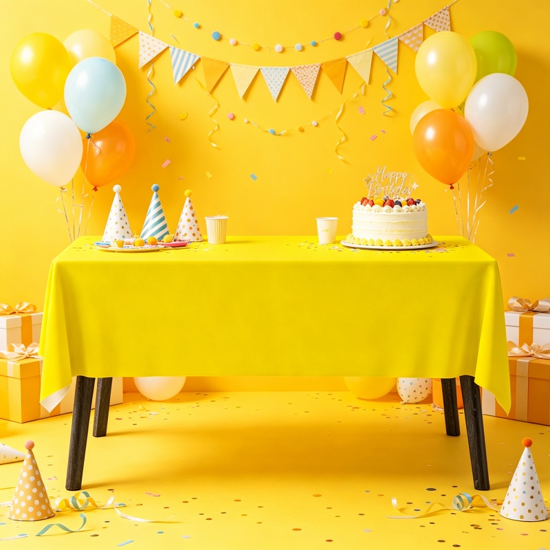 ชุดผ้าปูโต๊ะสีเหลืองพร้อมผ้าเช - Table Cloth Disposable บทวิจารณ์และราคา