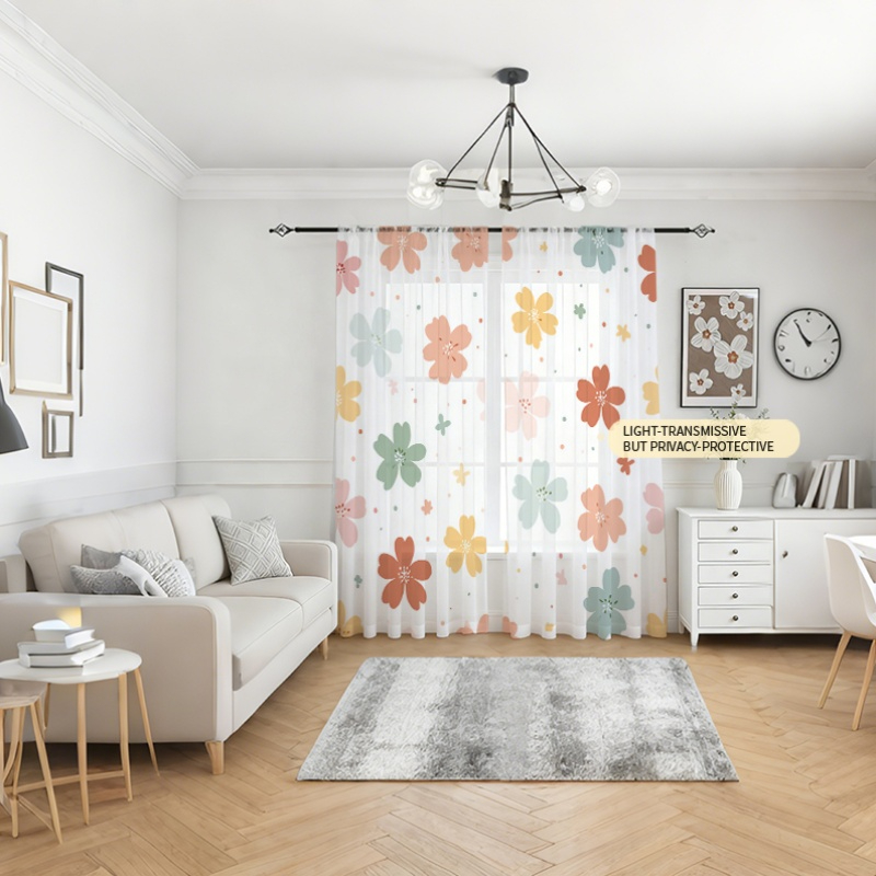 ผ้าม่านโปร่งแสงพิมพ์ลายดิจิตอล - Flower Wall Panel บทวิจารณ์และราคา